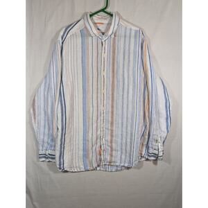Tommy Bahama Relax Shirt Mens XL 100% Linen Striped Long Sleeve